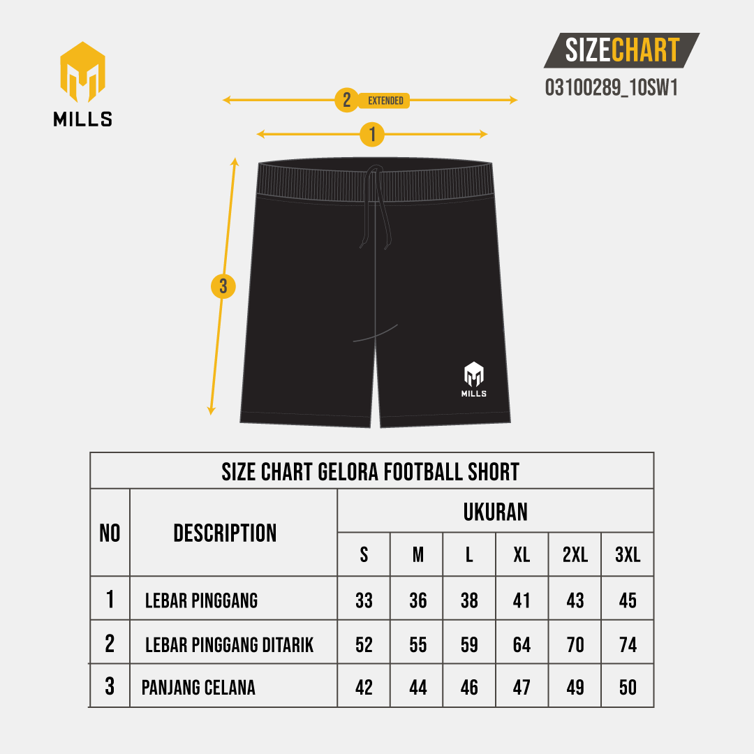 MILLS CELANA PENDEK OLAHRAGA SEPAKBOLA GELORA FOOTBALL SHORT BLACK 03100289