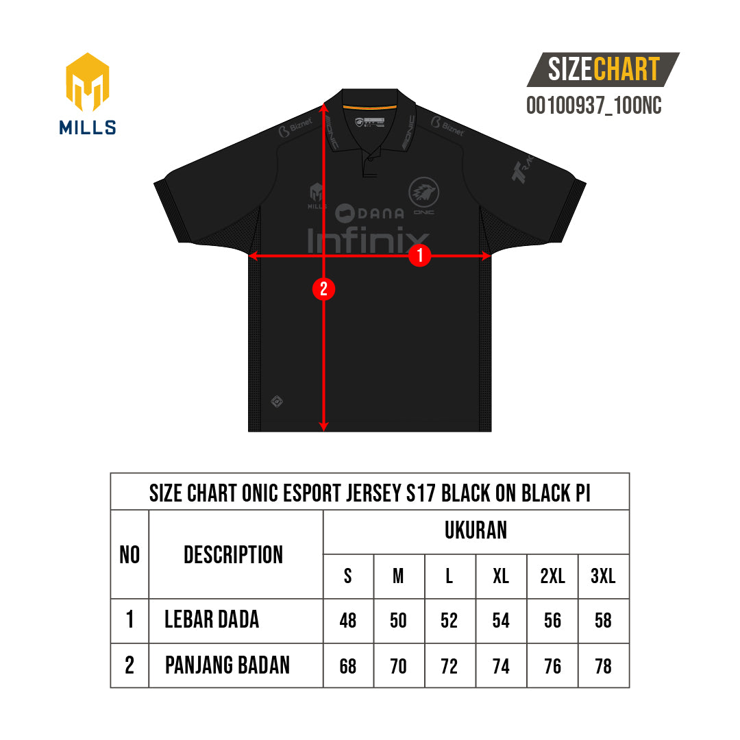 MILLS JERSEY ONIC ESPORT JERSEY S17 BLACK ON BLACK PI 00100937