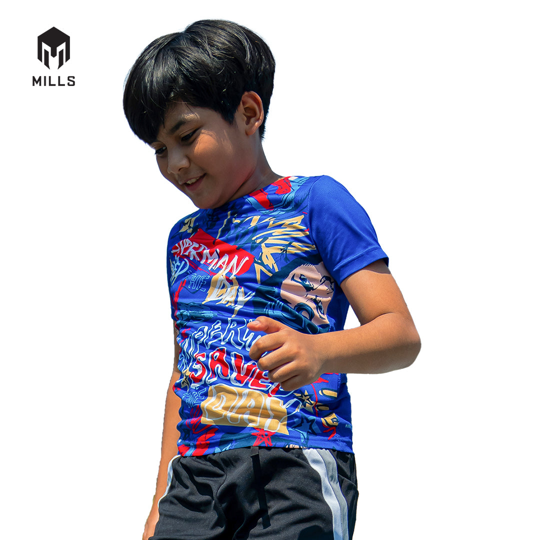 MILLS Superman Baju Olahraga Running Shirt Tee Shirt Kids 45001DC