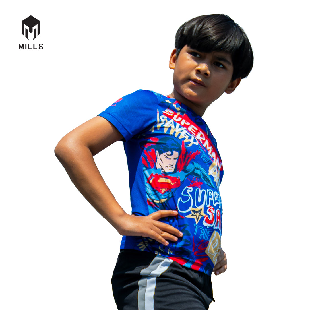 MILLS Superman Baju Olahraga Running Shirt Tee Shirt Kids 45001DC