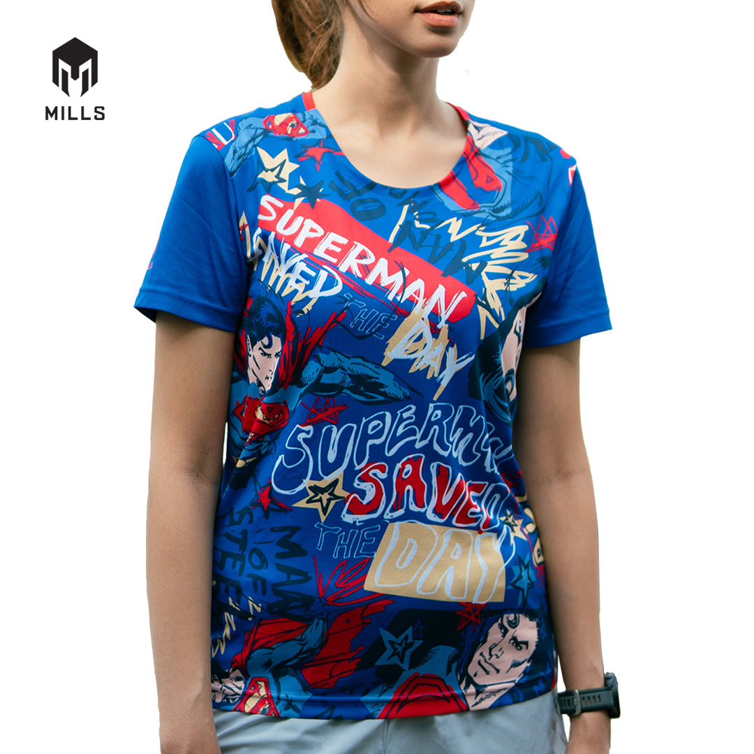 MILLS Superman Baju Olahraga Running Shirt Tee Shirt Women 5014DC