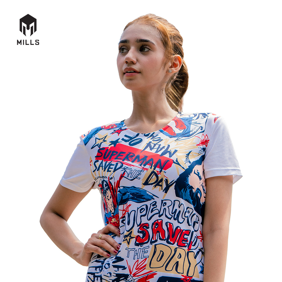 MILLS Superman Baju Olahraga Running Shirt Tee Shirt Women 5014DC