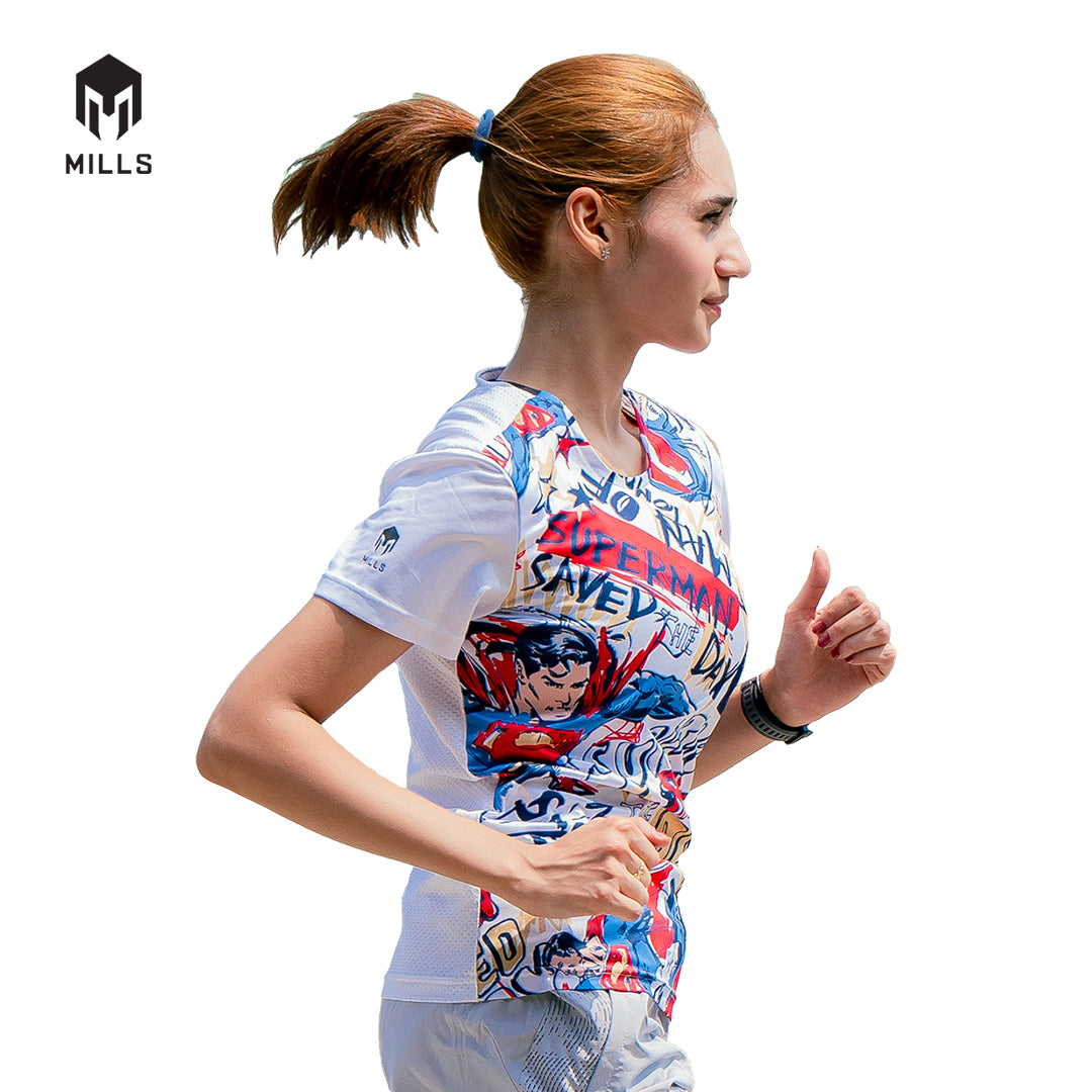 MILLS Superman Baju Olahraga Running Shirt Tee Shirt Women 5014DC