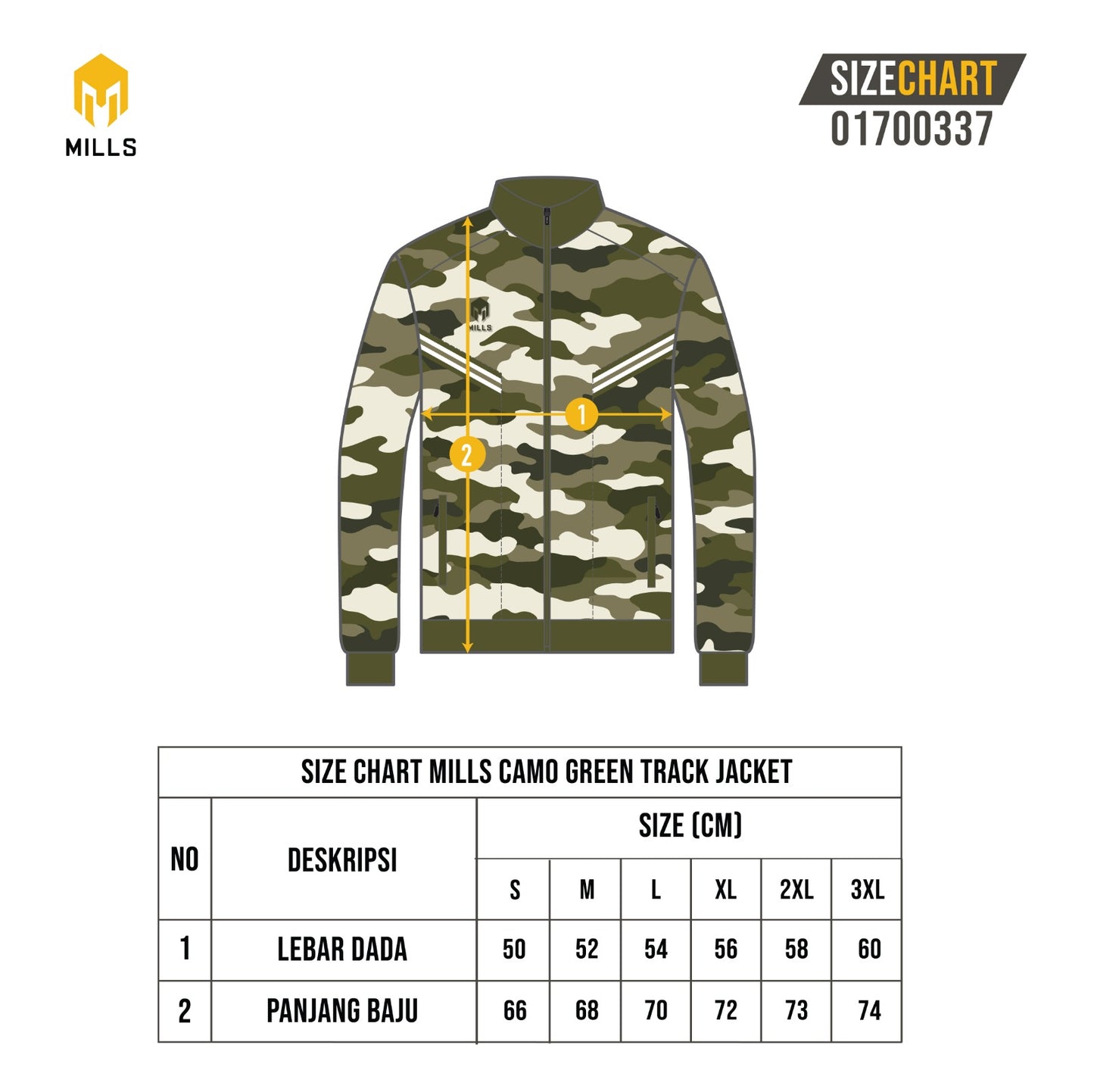 MILLS JAKET OLAHRAGA TRACK JACKET - CAMMO GREEN 01700337