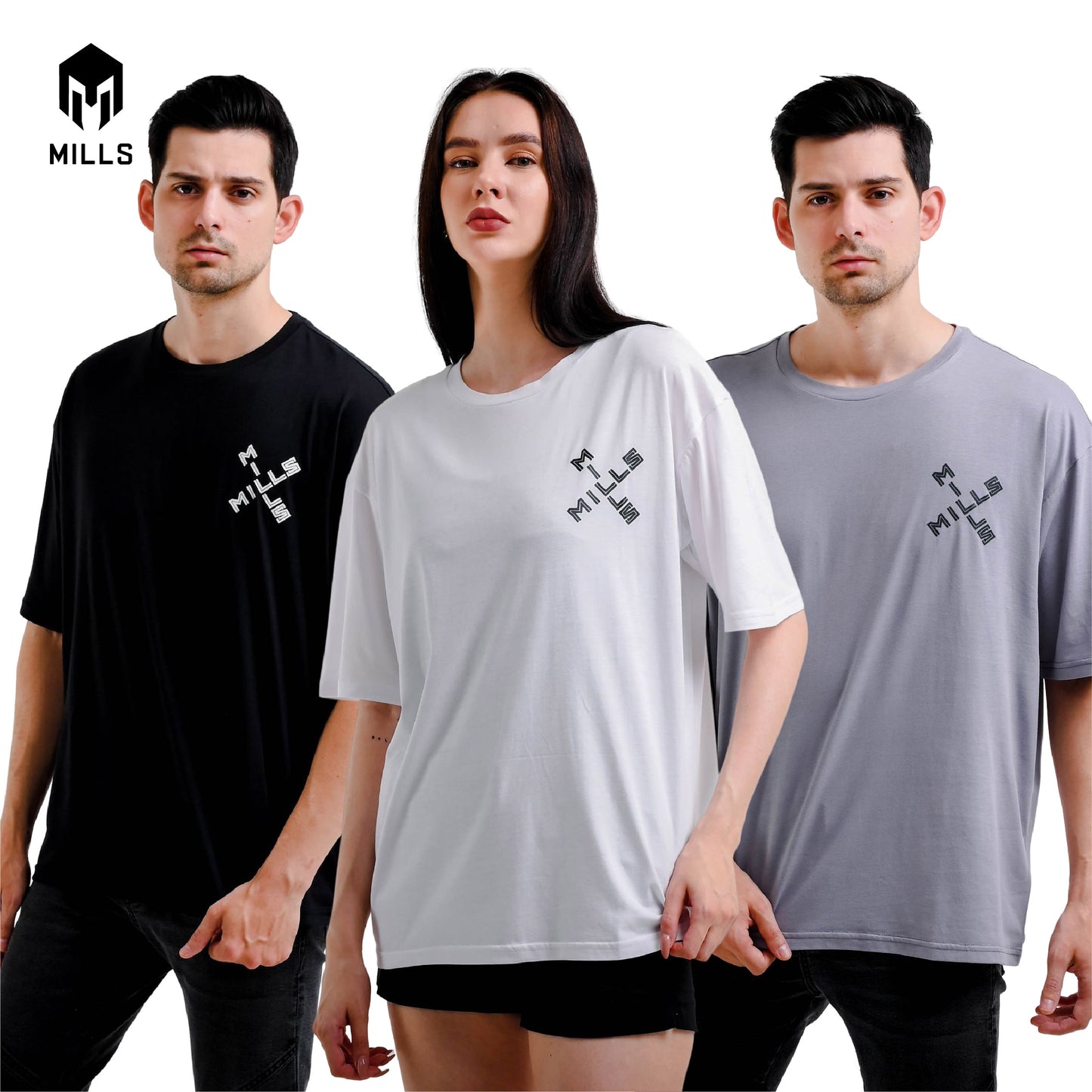 MILLS Kaos Oblong Katun Cotton T-Shirt Cross Oversize 28005