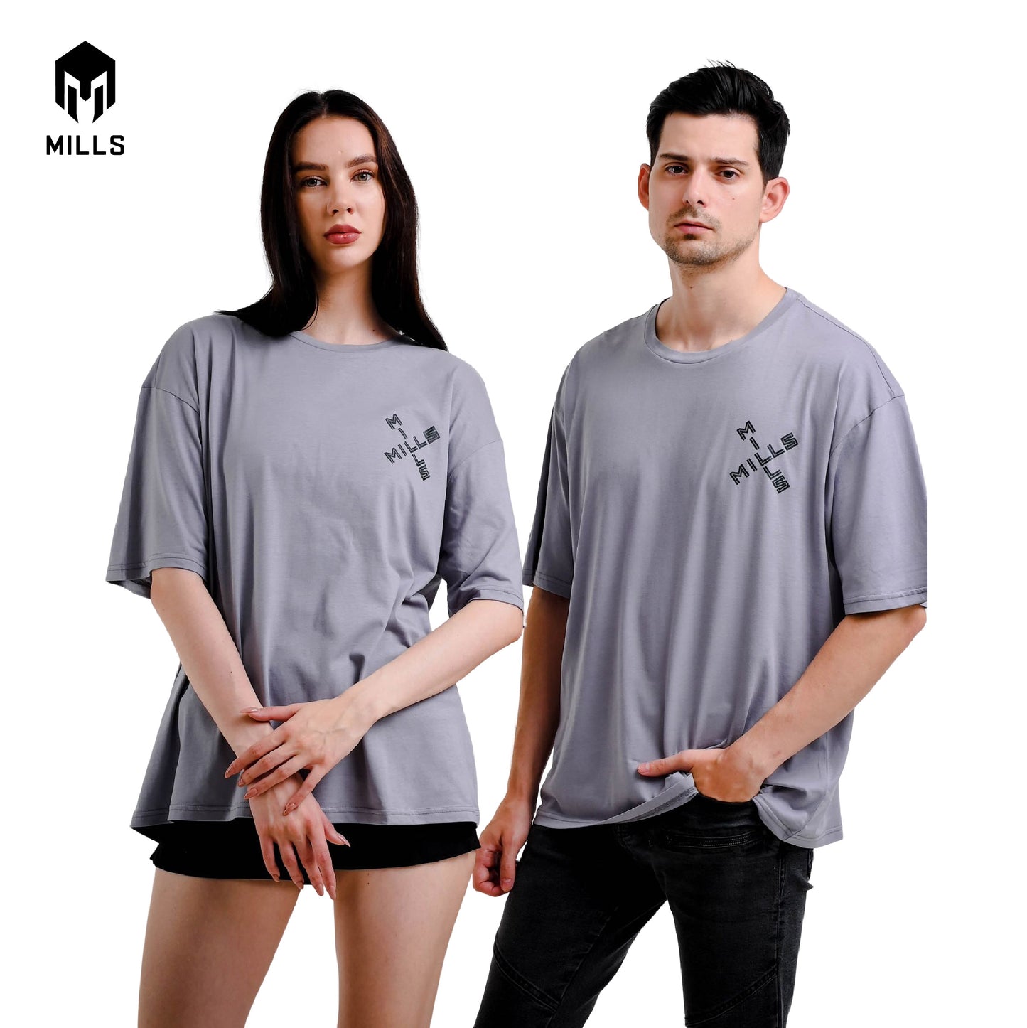MILLS Kaos Oblong Katun Cotton T-Shirt Cross Oversize 28005