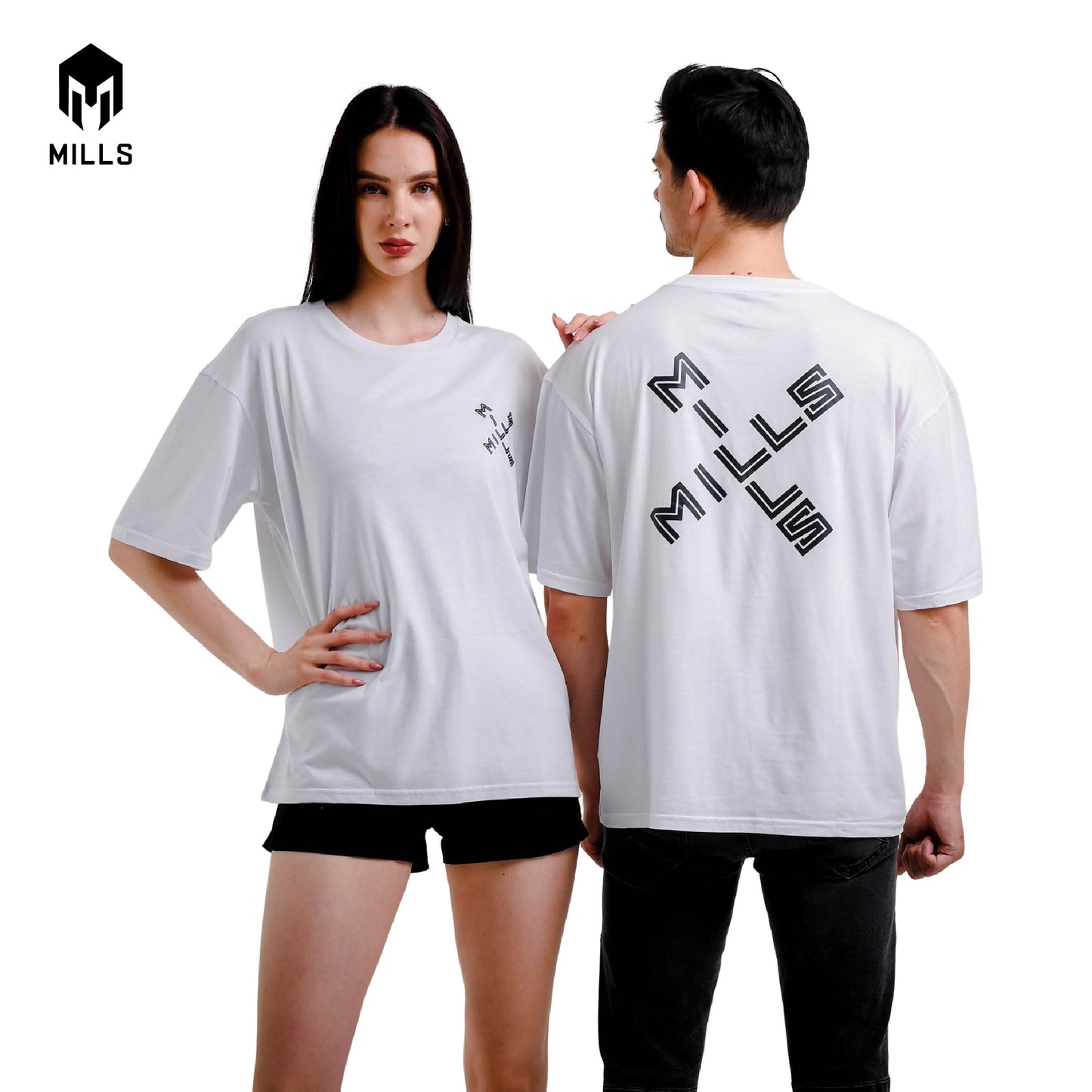 MILLS Kaos Oblong Katun Cotton T-Shirt Cross Oversize 28005
