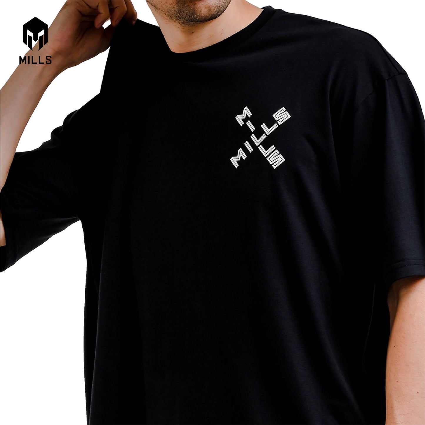 MILLS Kaos Oblong Katun Cotton T-Shirt Cross Oversize 28005