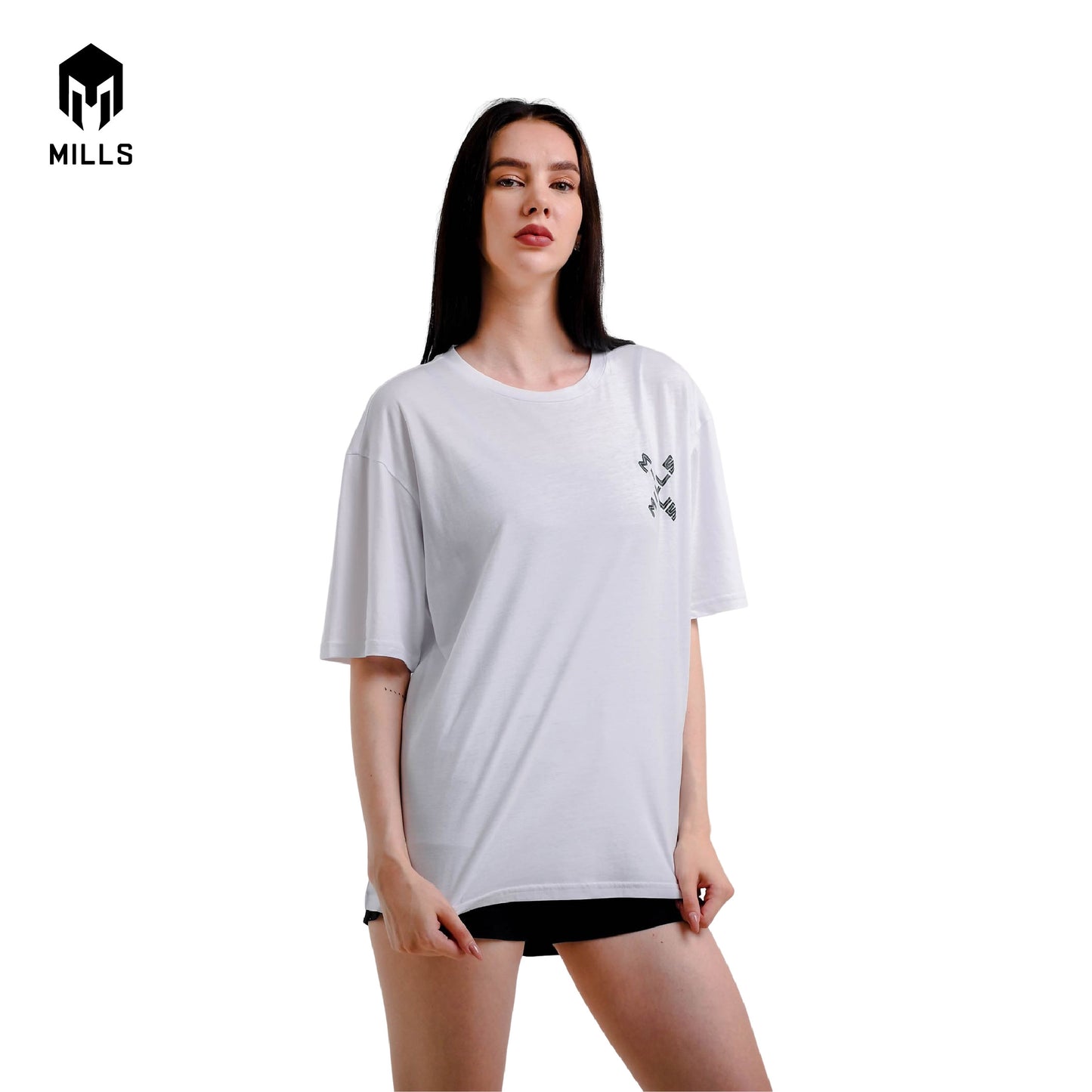 MILLS Kaos Oblong Katun Cotton T-Shirt Cross Oversize 28005