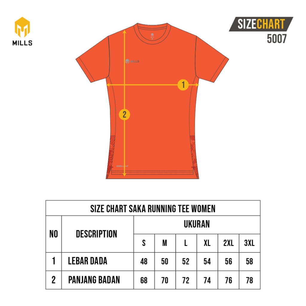 MILLS Baju Olahraga Running Saka Running Tee Women 5007