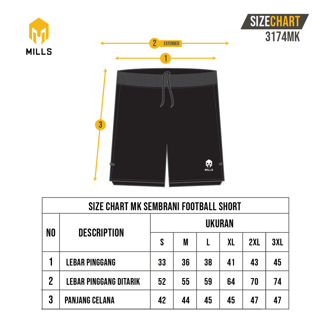 MILLS Celana Pendek Olahraga Sepakbola Marc Klok Futsal FOOTBALL SHORT Marc Klok Sembrani 3174MK