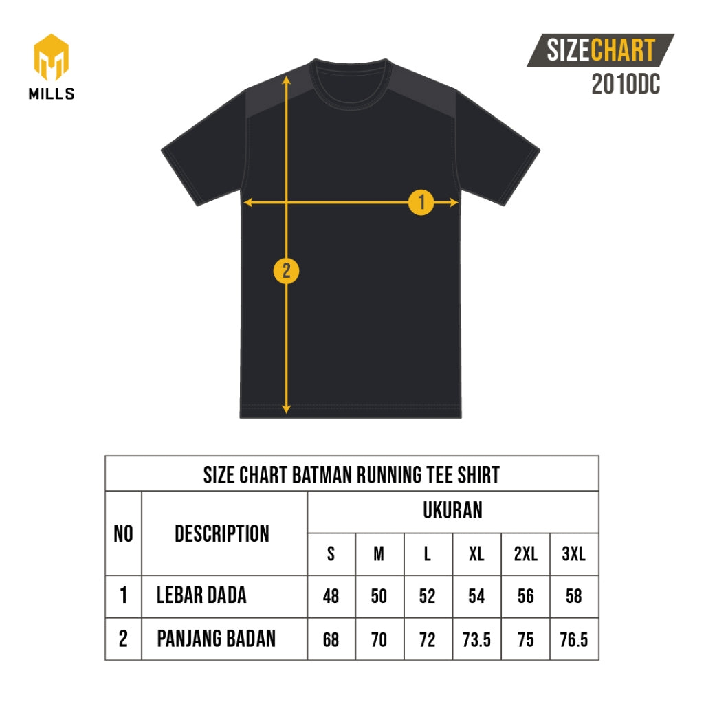 MILLS Batman Baju Olahraga Running Shirt Tee Shirt Black 2010DC