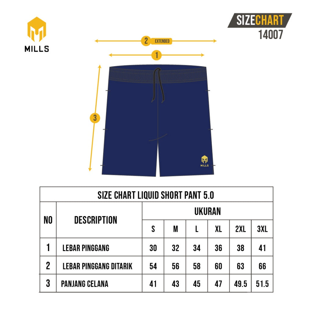 MILLS Celana Olahraga Short Pants Liquid 5.0 14007
