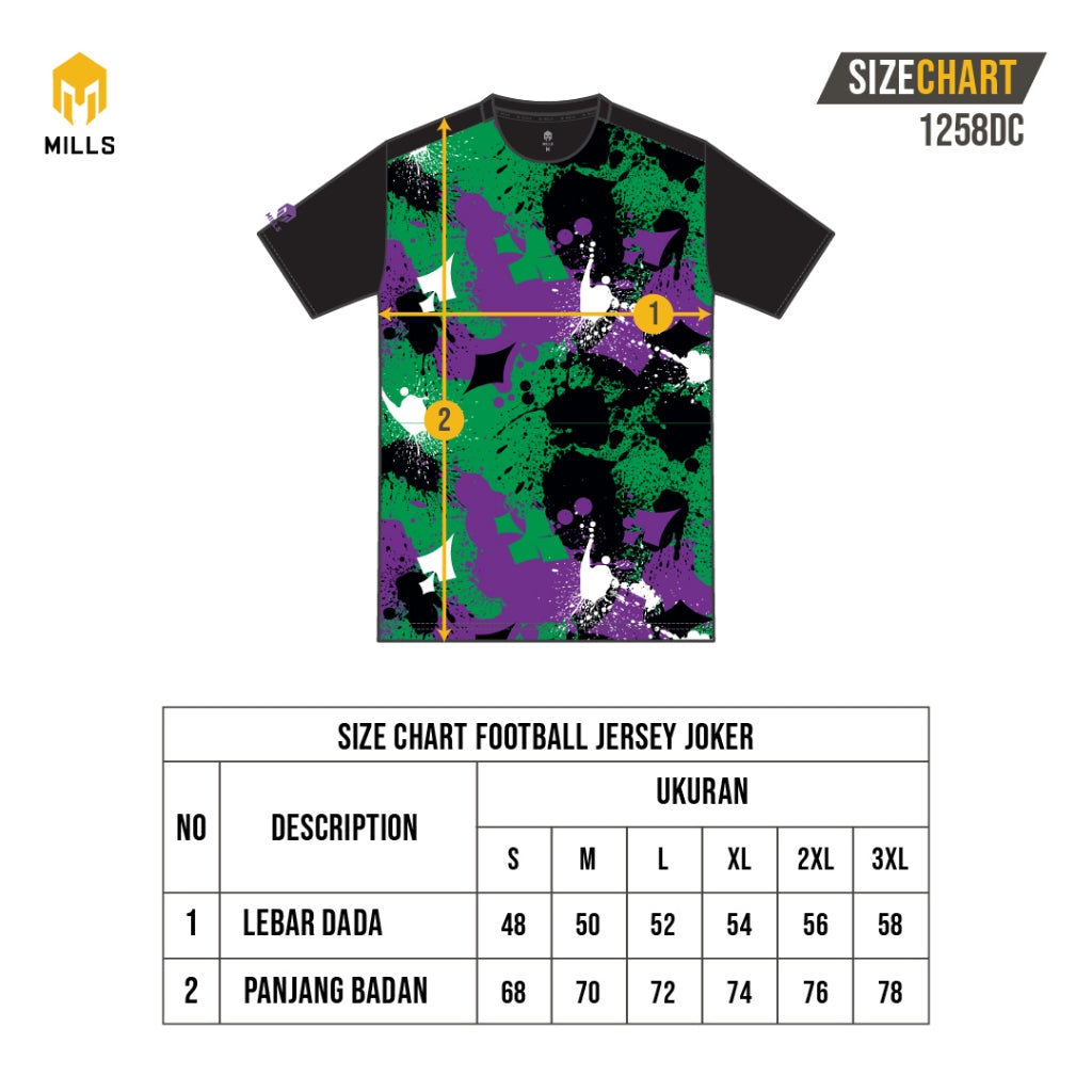 MILLS Joker Baju Olahraga Jersey Sepakbola Football Futsal Soccer Jersey Black 1258DC