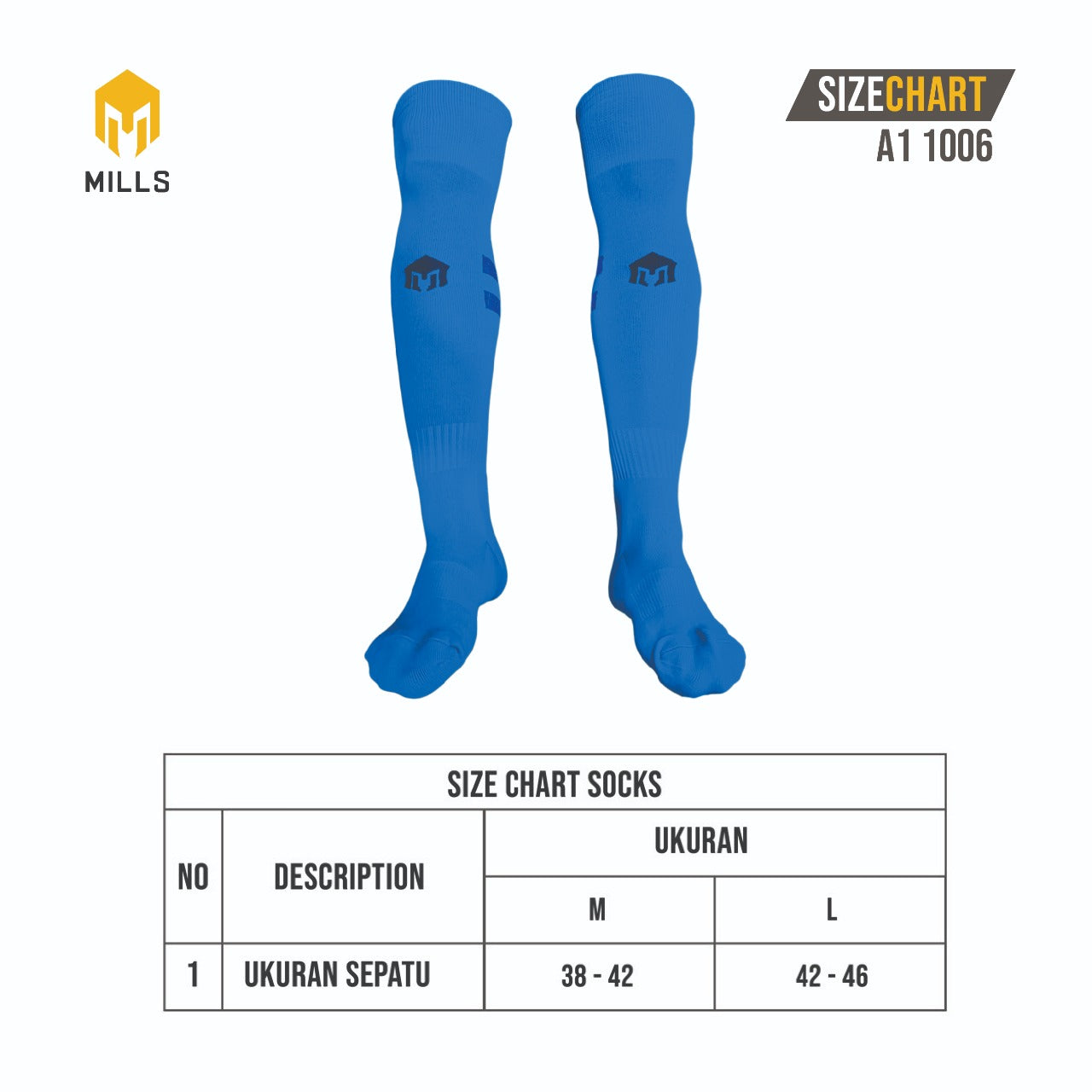 MILLS KAOS KAKI OLAHRAGA SEPAKBOLA FUTSAL SOCCER SOCK A1 1006 ( 2 SIZE ) VC 1