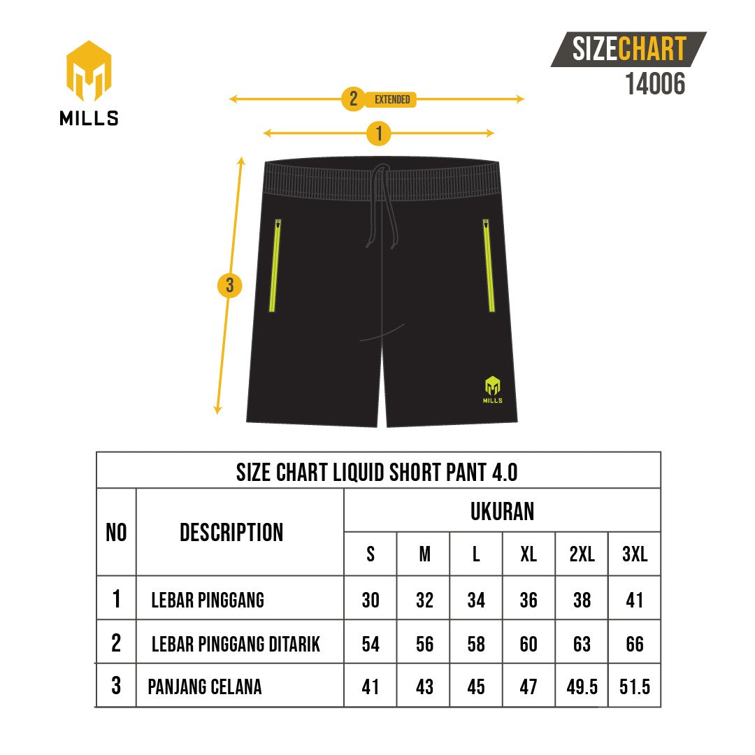 MILLS Celana Olahraga Short Pants Liquid 4.0 14006