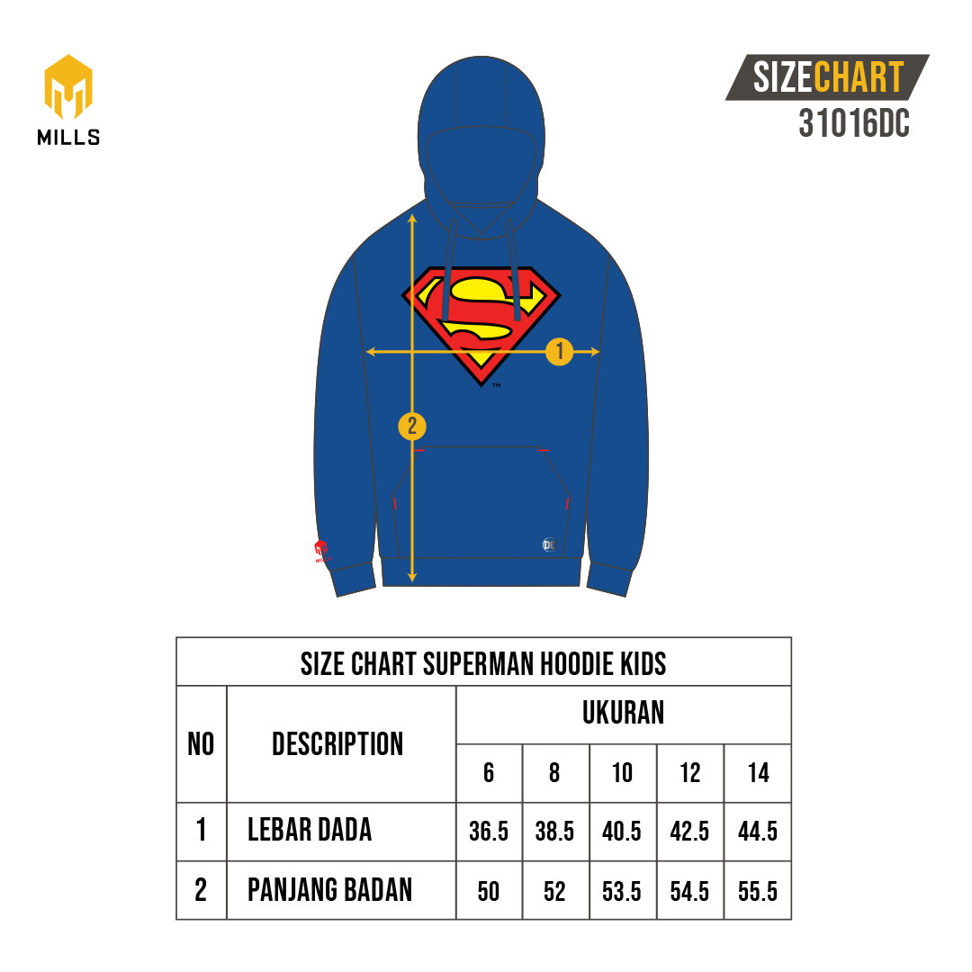 MILLS Superman Jaket Olahraga Hoodie Jacket Kids Royal Blue 31016DC