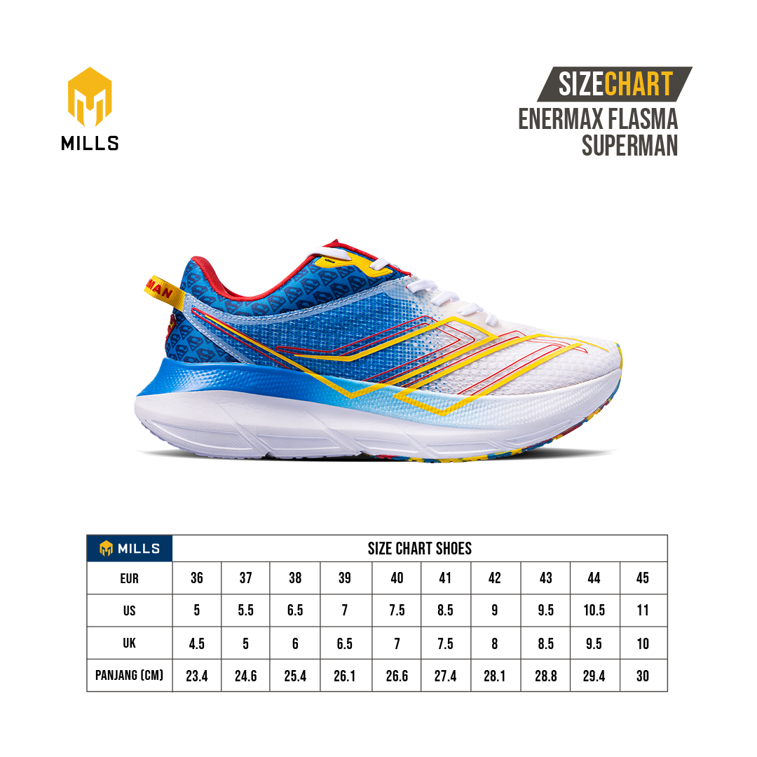 Mills Sepatu Lari Running Shoes Enermax Flasma Superman Pack White / Blue / Red 9102304