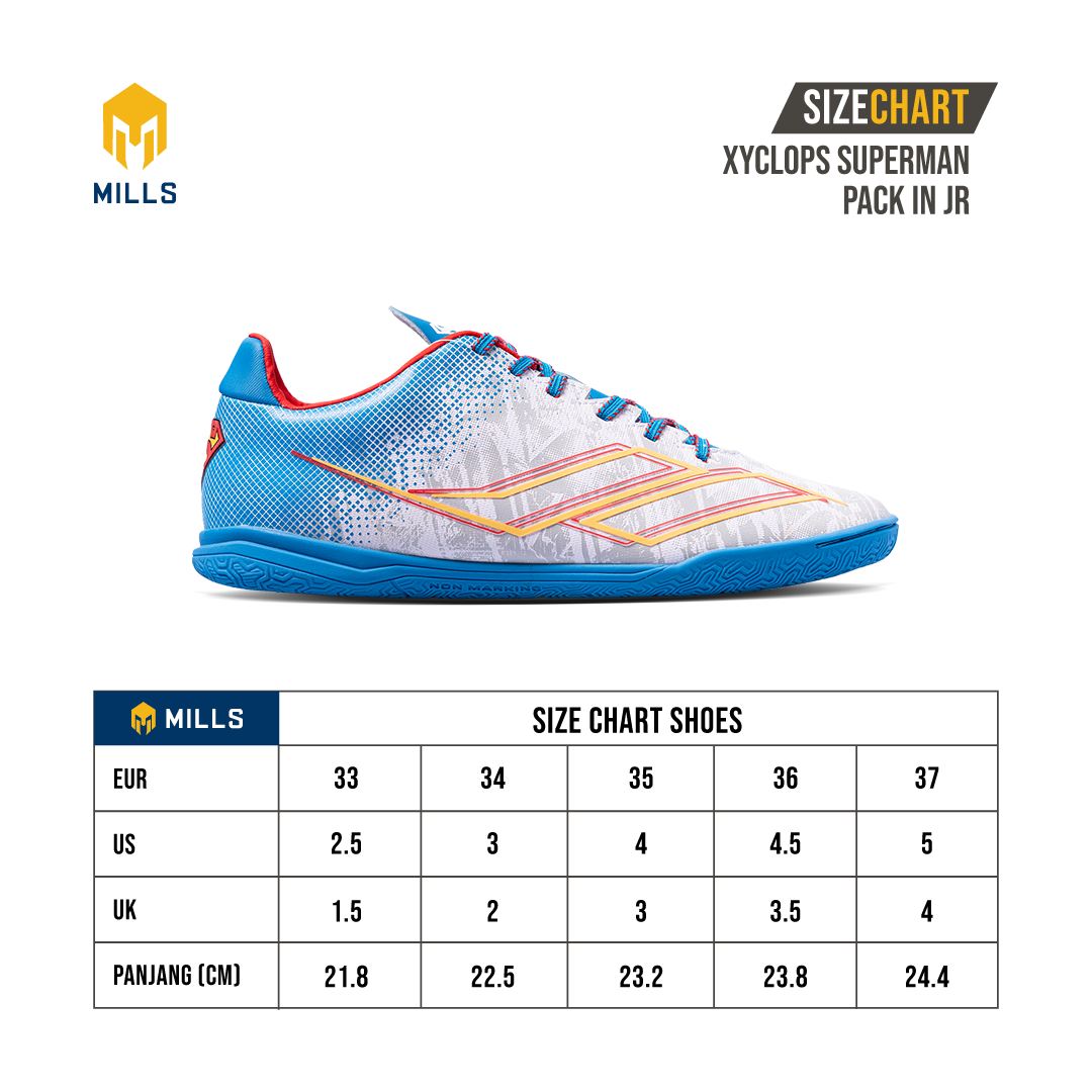 MILLS Superman Sepatu Futsal Xyclops Pack In JR White / Blue / Red 9800801