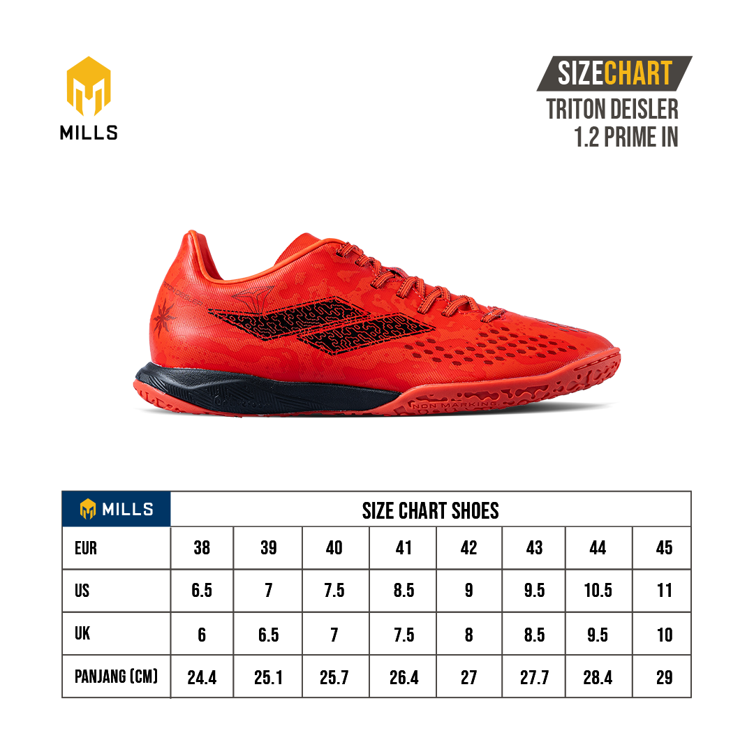 MILLS Sepatu Futsal Triton Deisler 1.2 Prime IN Coral Red / Black 9403403