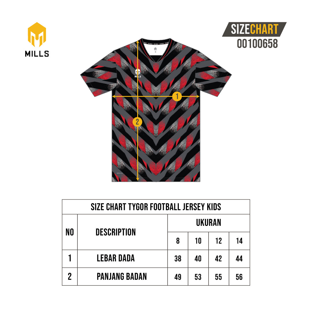 MILLS BAJU OLAHRAGA SEPAKBOLA FUTSAL TYGOR FOOTBALL JERSEY KIDS 00100658