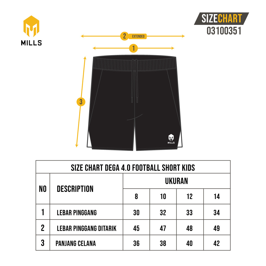MILLS CELANA OLAHRAGA SEPAKBOLA DEGA 4.0 FOOTBALL SHORT KIDS 03100351