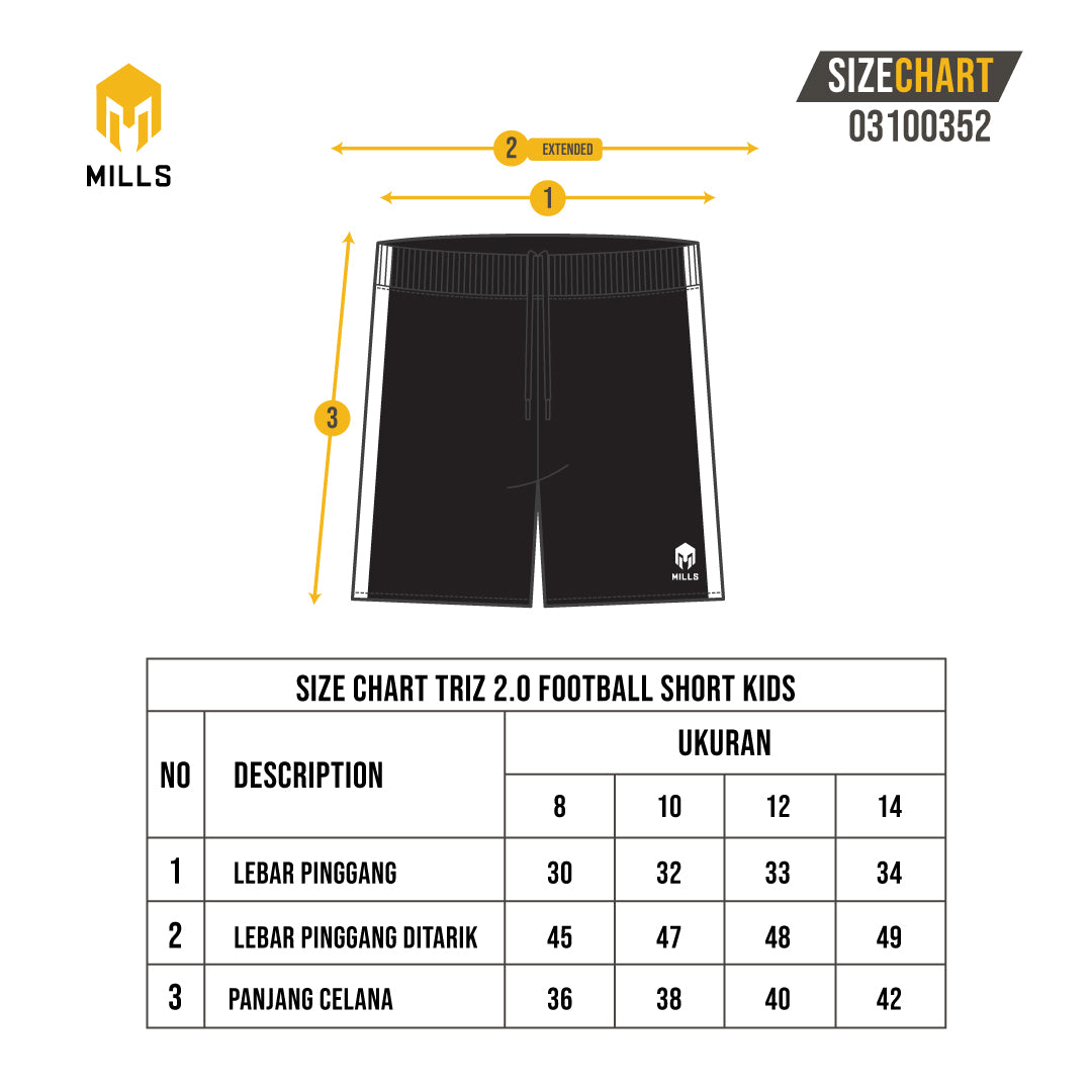 MILLS CELANA OLAHRAGA SEPAKBOLA TRIZ 2.0 FOOTBALL SHORT KIDS 03100352
