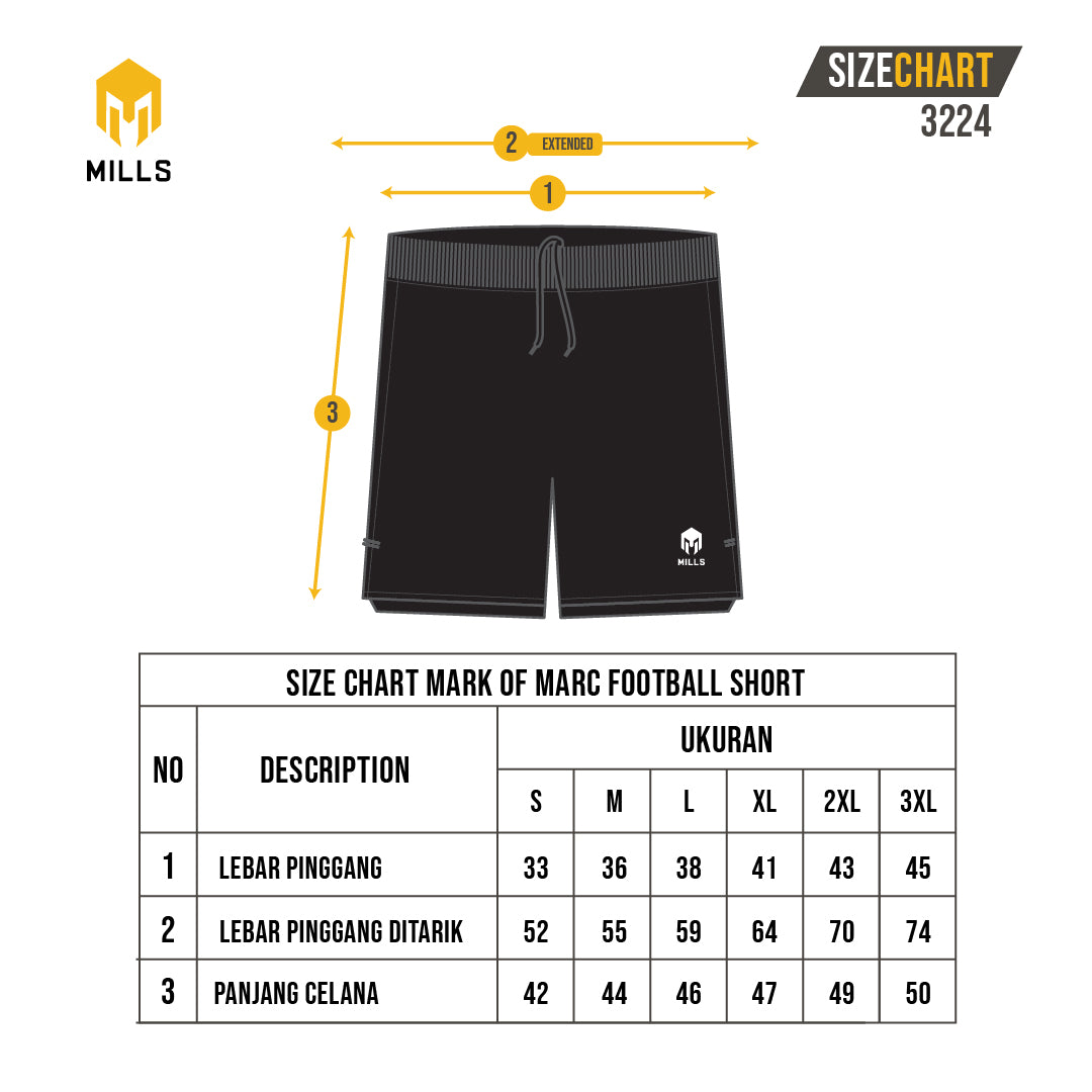 MILLS Celana Olahraga Sepakbola Futsal FOOTBALL SHORT Mark Of Marc 3224