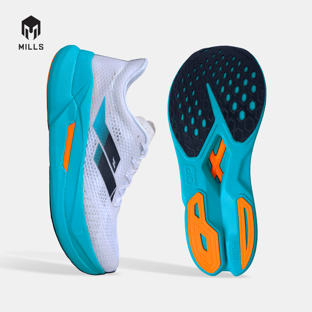 MILLS SEPATU LARI RUNNING SHOES ENERPRO ZENITH WHITE/JAVA.CYAN/FRESH.ORANGE 9104510
