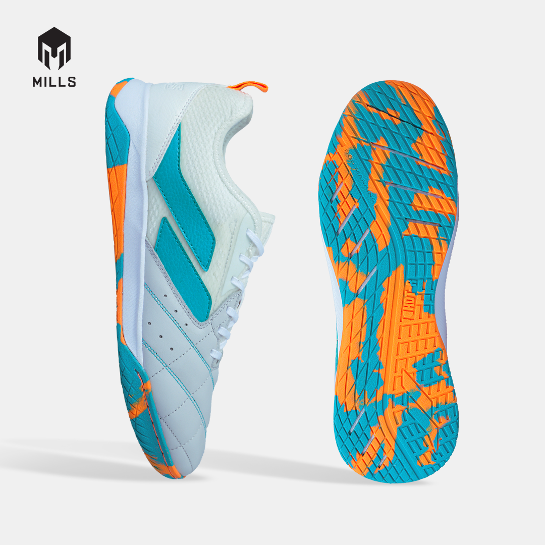 MILLS SEPATU FUTSAL VOLTASALA LEON M2 LEA WHITE/JAVA.CYAN/ORANGE 9502601