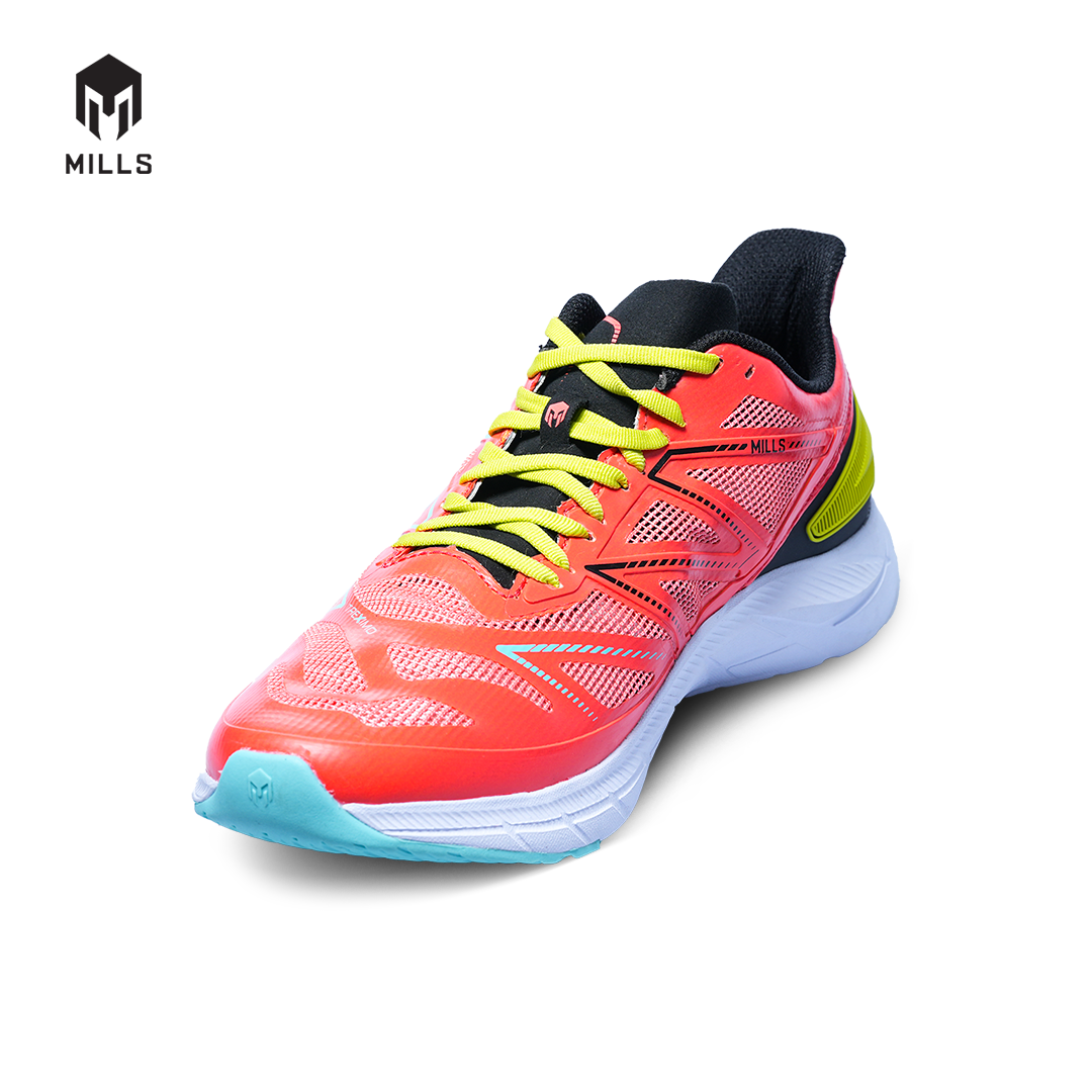 Mills Sepatu Lari Running Shoes Treximo Saga V2 Red Fiesta / Black / Neon / White 9101209