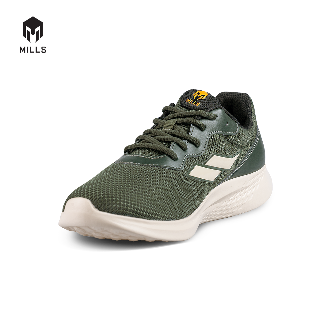 Mills Sepatu Lari Running Shoes Specter Olive/Broken White / Orange 9101404