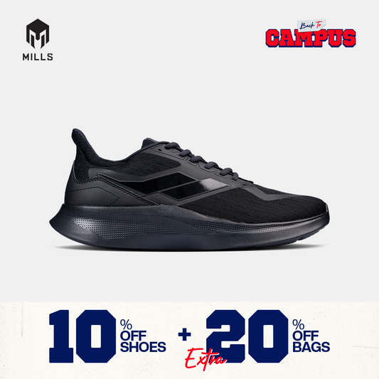 Mills Sepatu Lari Running Shoes Delta Triple Black 9105704