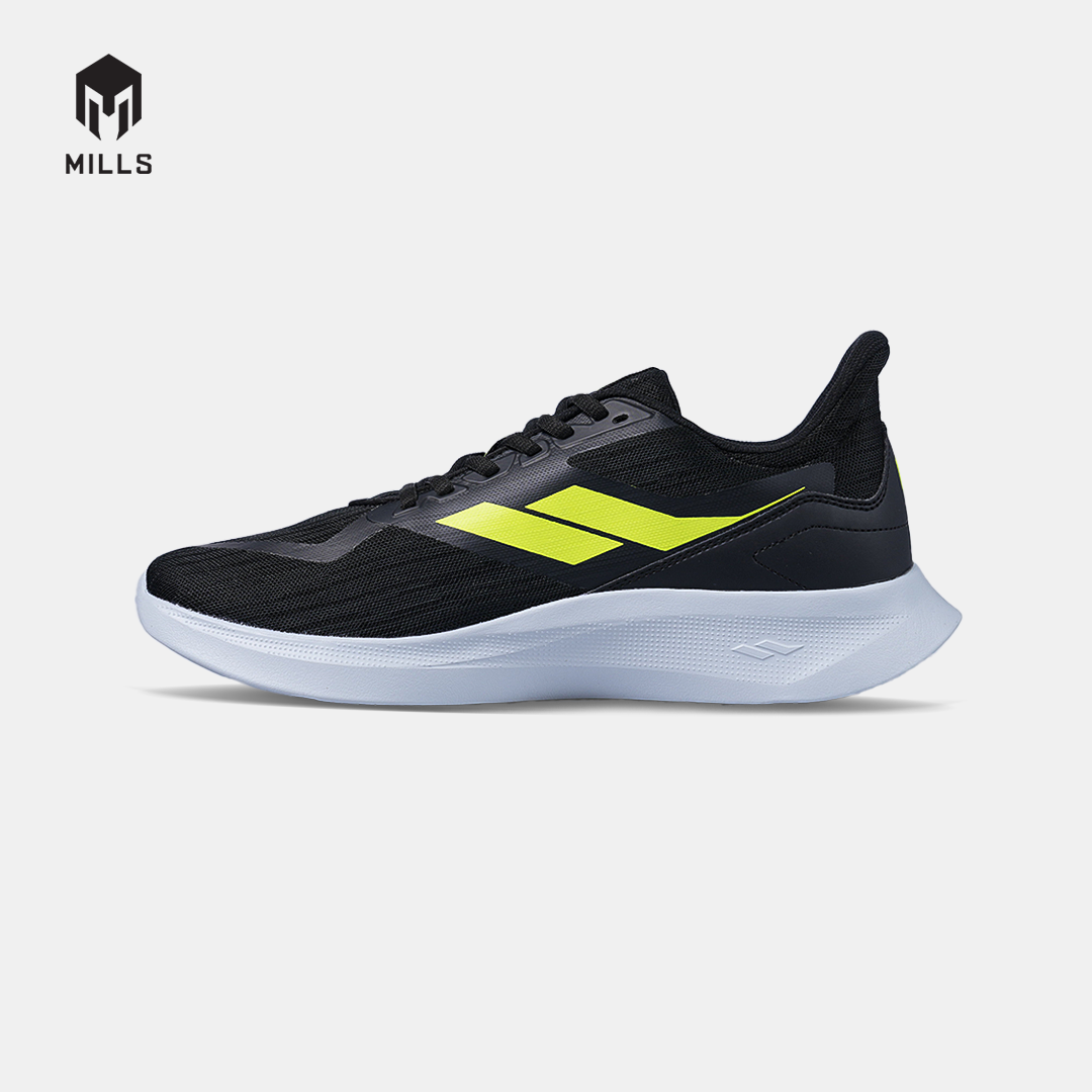 MILLS SEPATU LARI RUNNING SHOES DELTA BLACK/LT.GREY/LASER LIME 9105710