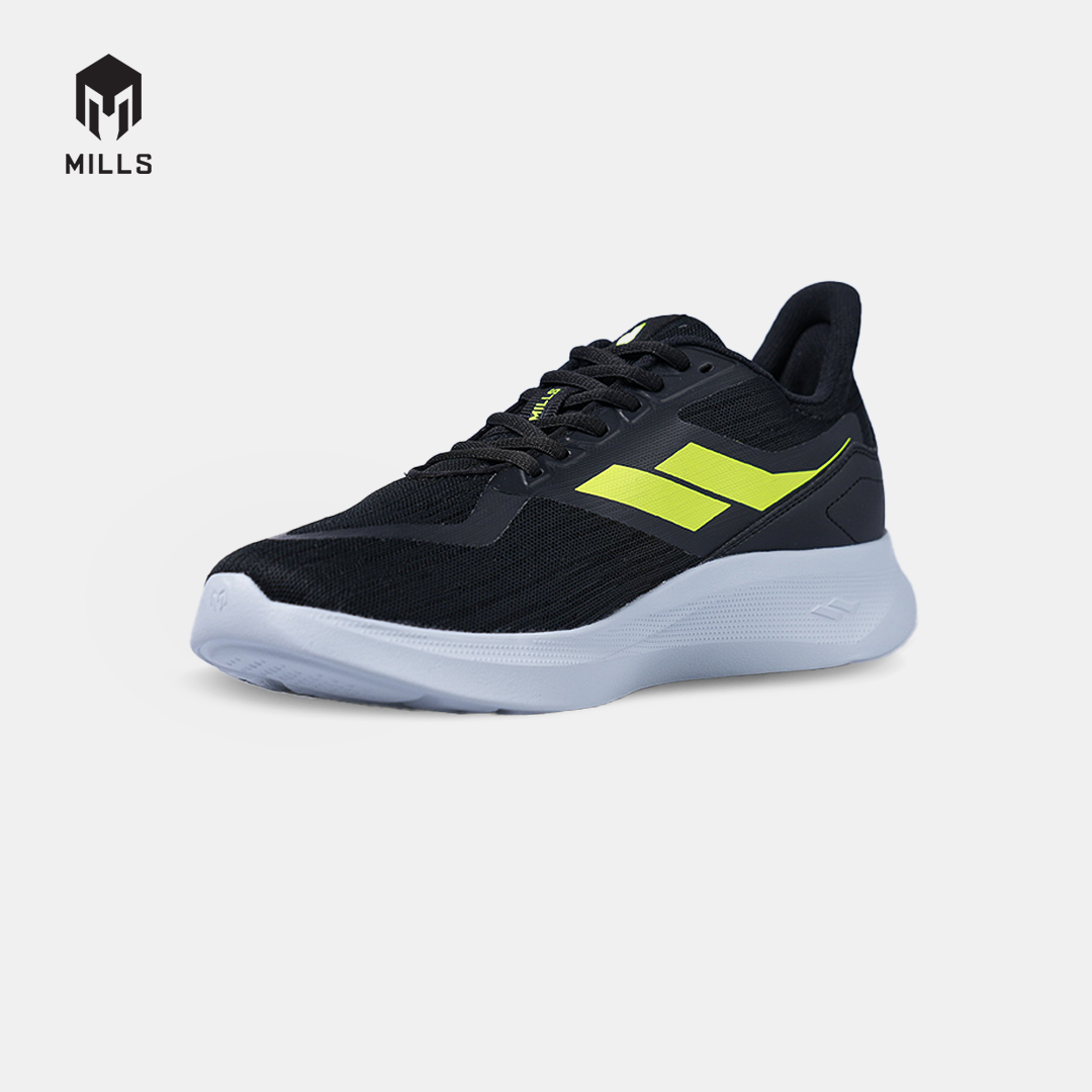 MILLS SEPATU LARI RUNNING SHOES DELTA BLACK/LT.GREY/LASER LIME 9105710