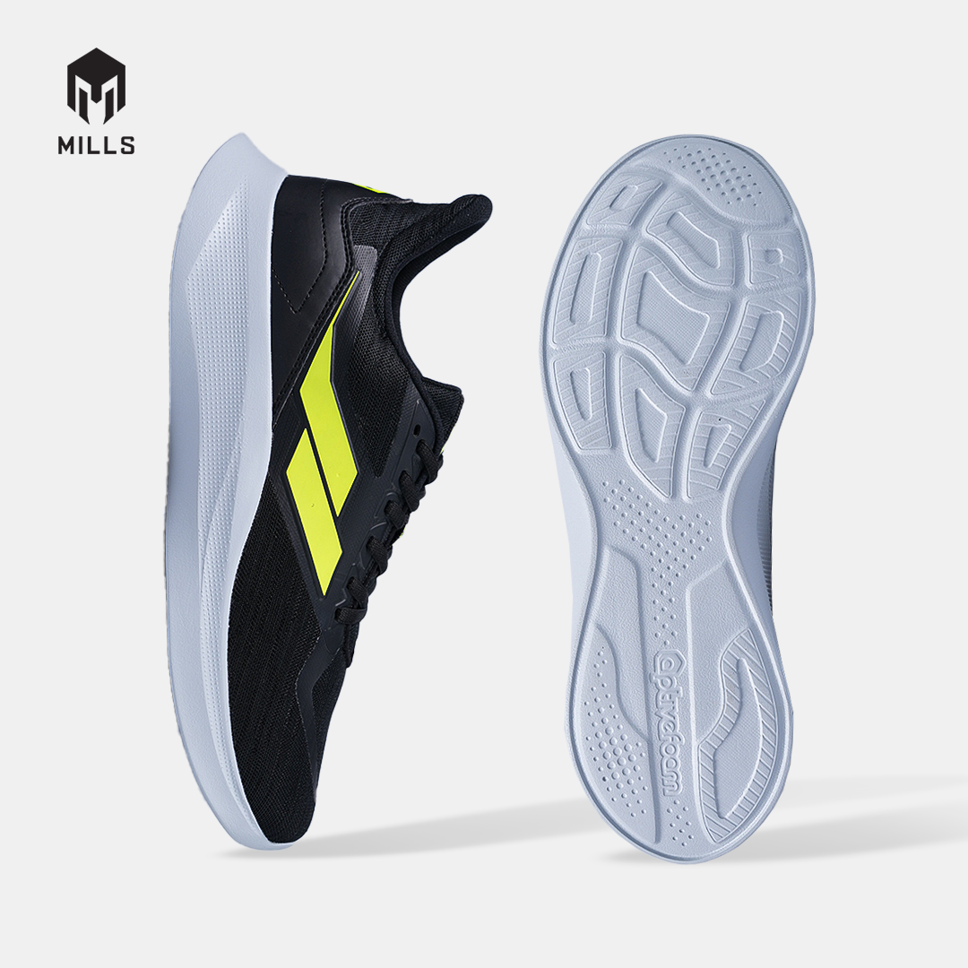MILLS SEPATU LARI RUNNING SHOES DELTA BLACK/LT.GREY/LASER LIME 9105710