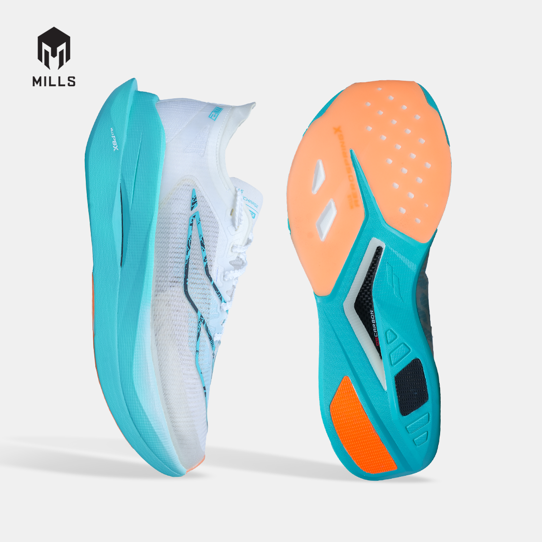 MILLS SEPATU LARI RUNNING SHOES ENERCHARGE M2 WHITE/JAVA.CYAN/FRESH.ORANGE 9106601