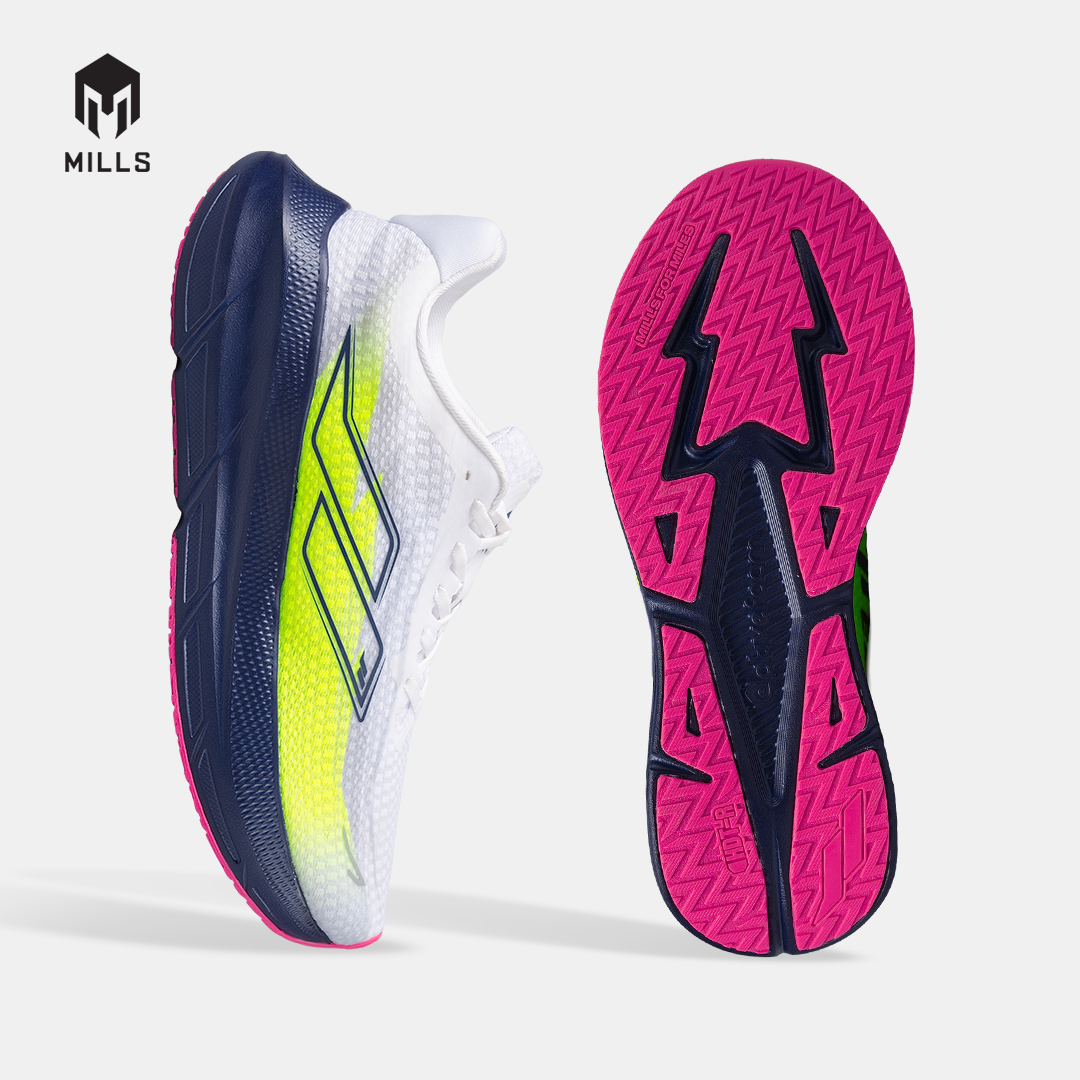 MILLS SEPATU LARI RUNNING SHOES ENERMAX CUSHION M4 WHITE/NAVY/FLASH.YELLOW 9107202