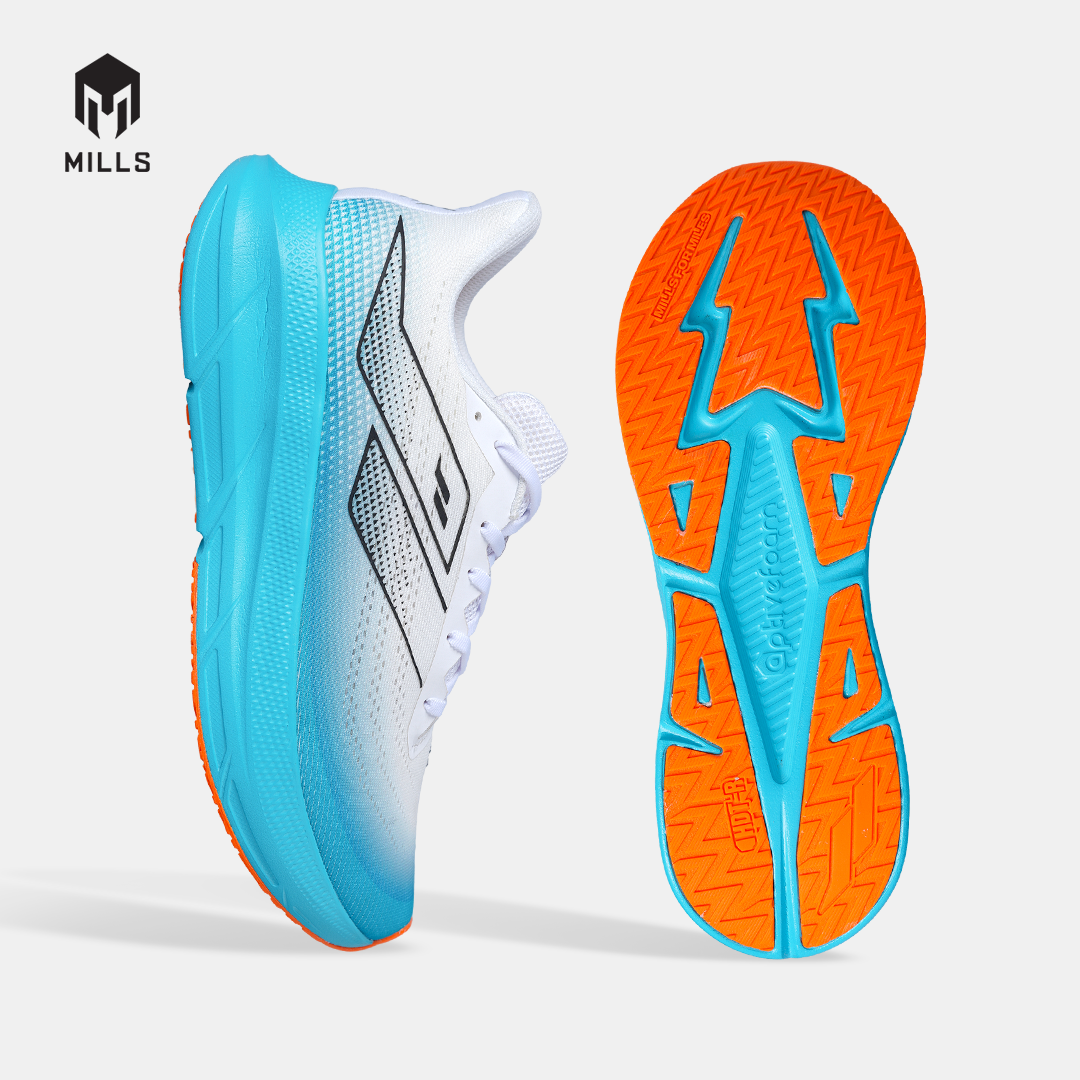 MILLS SEPATU LARI RUNNING SHOES ENERMAX STREAM M2 WHITE/JAVA.CYAN/FRESH.ORANGE 9108202