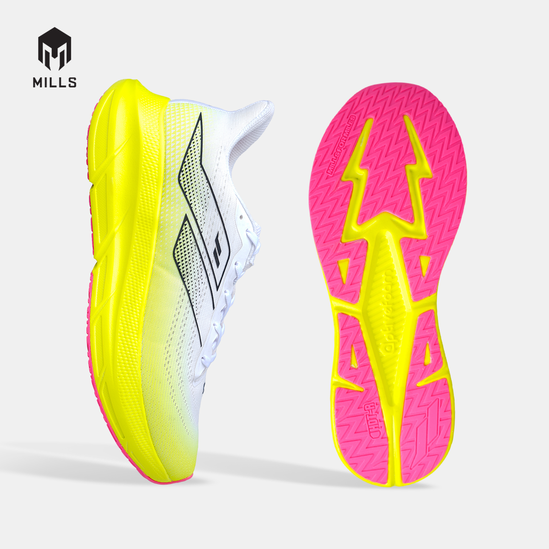 MILLS SEPATU LARI RUNNING SHOES ENERMAX STREAM M2 WHITE/FLASH.YELLOW/BLACK 9108203
