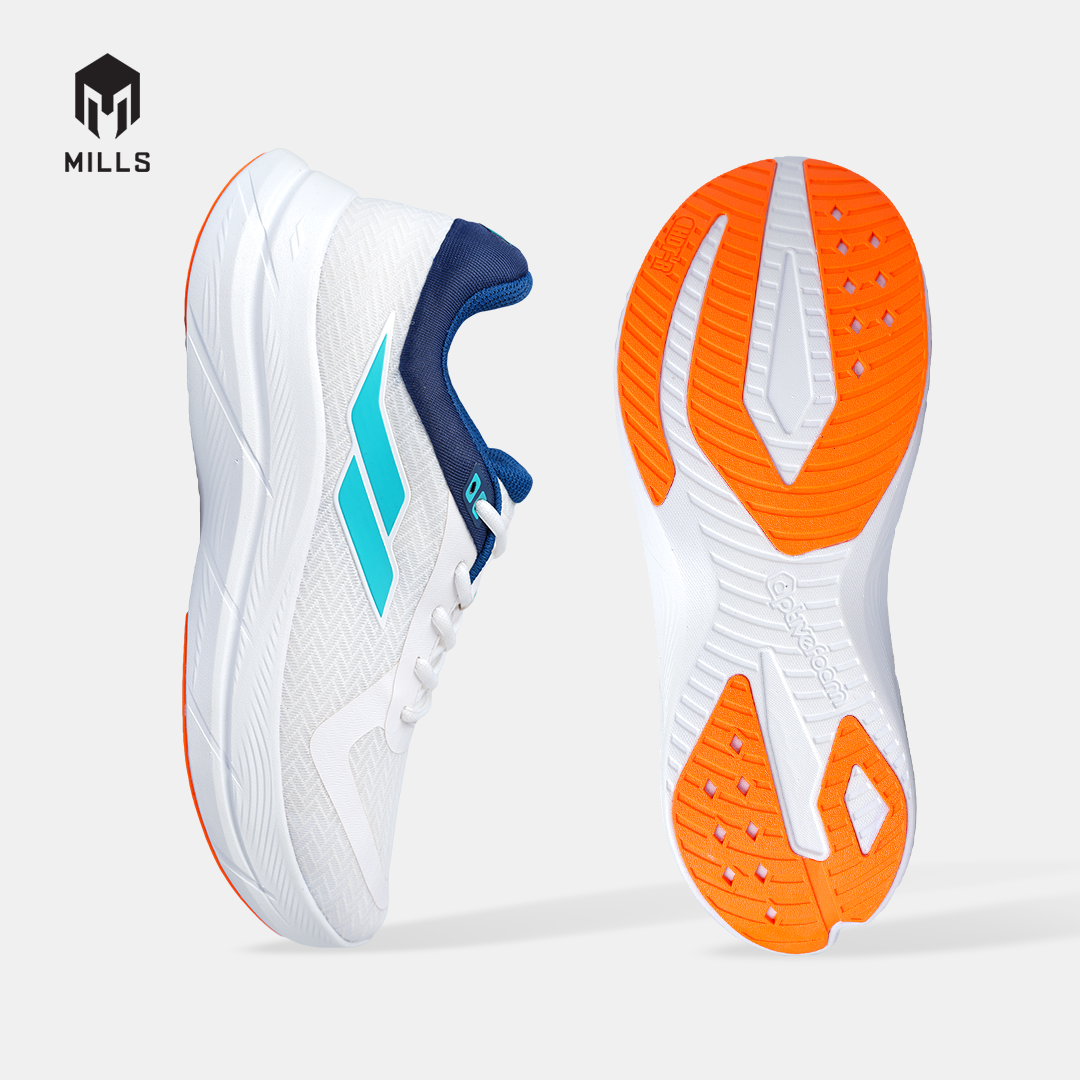 MILLS SEPATU LARI RUNNING SHOES TREXIMO WAVE WHITE/JAVA.CYAN/FRESH.ORANGE 9108502