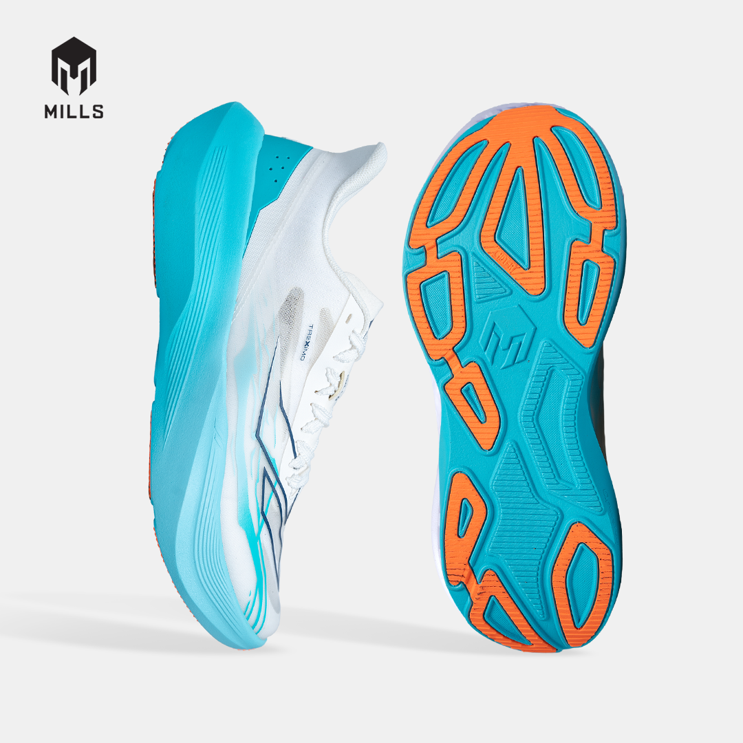 MILLS SEPATU LARI RUNNING SHOES TREXIMO AXELO WHITE / JAVA CYAN / FRESH ORANGE 9109201