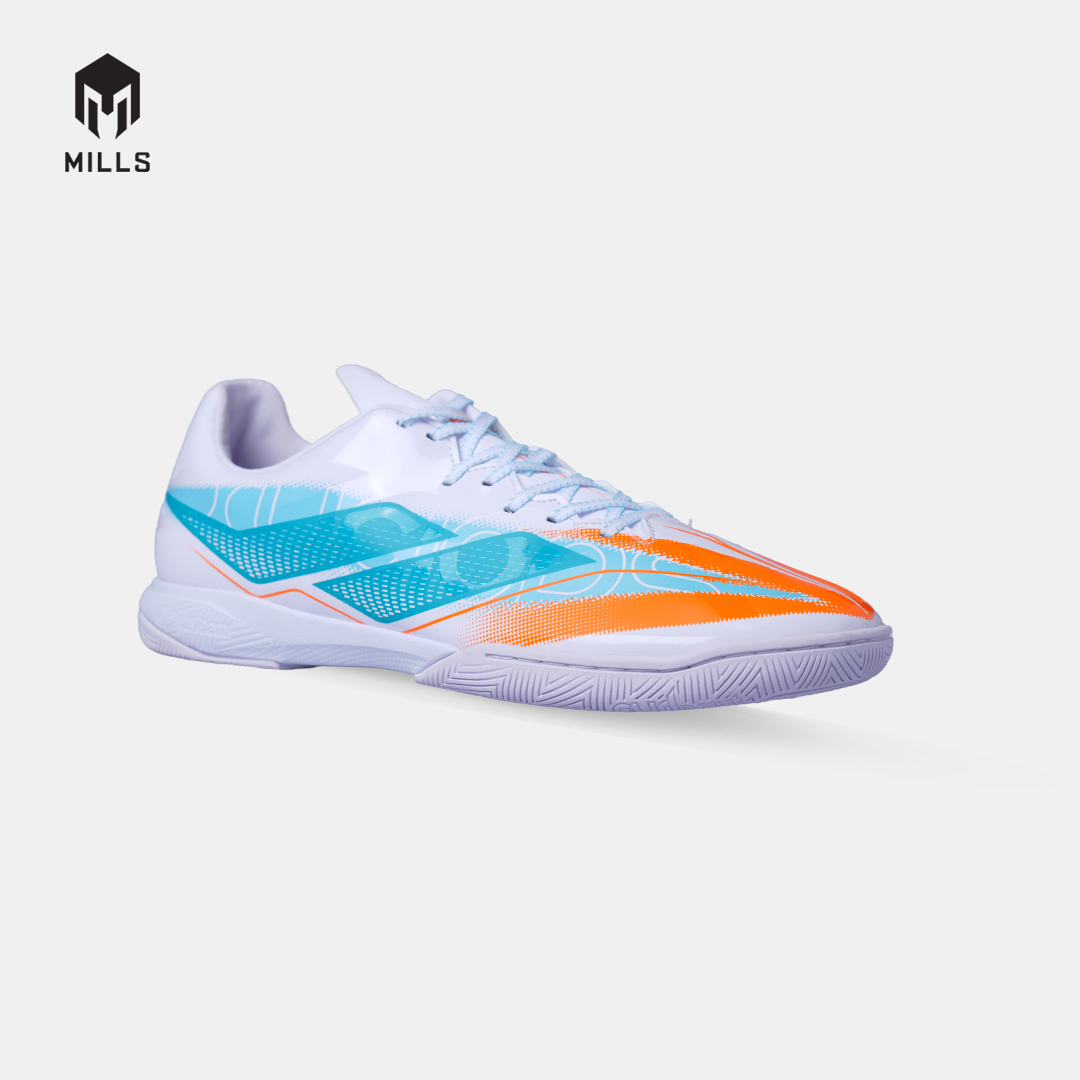 MILLS SEPATU FUTSAL XYCLOPS SPEEDFREAK M2.1 MATCH IN WHITE/JAVA.CYAN/FRESH.ORANGE 9408301