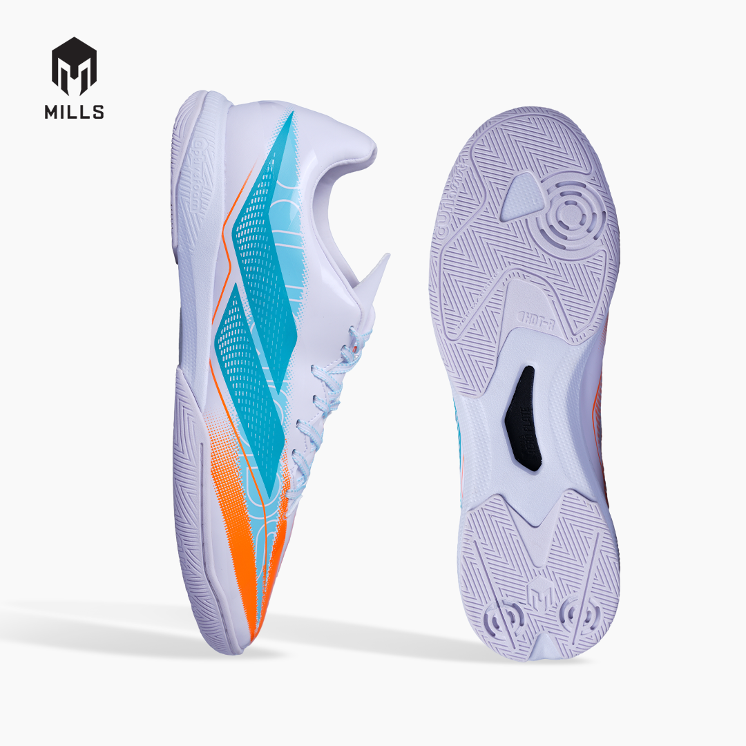 MILLS SEPATU FUTSAL XYCLOPS SPEEDFREAK M2.1 MATCH IN WHITE/JAVA.CYAN/FRESH.ORANGE 9408301