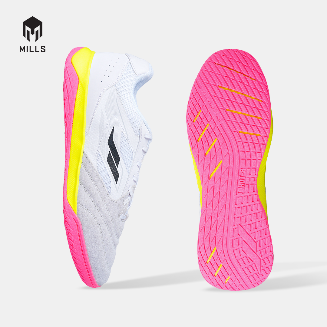 MILLS SEPATU FUTSAL VOLTASALA ARION M2 SUEDE WHITE/FLASH.YELLOW/HOT.PINK 9502403