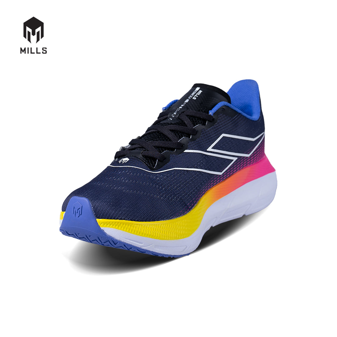 Mills Sepatu Lari Running Shoes Enermax Stream Black / Magenta / White 9103203