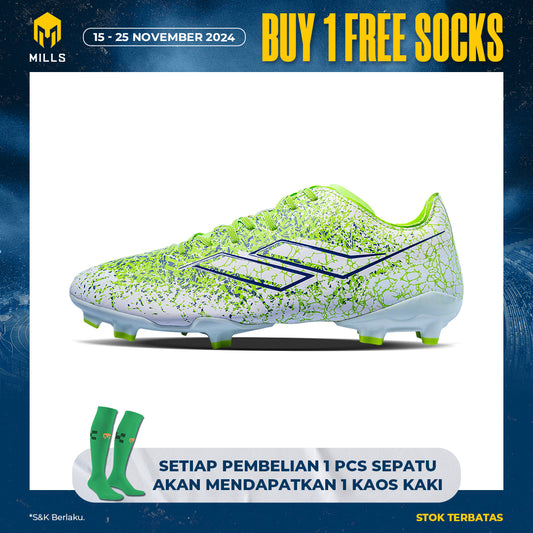 MILLS Sepatu Sepakbola Xyclops Inferno FG Green / White / Navy 9303903