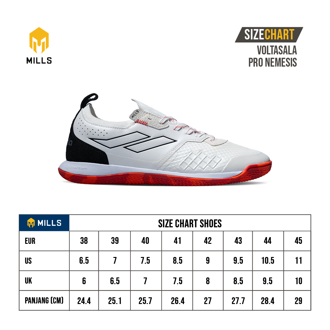 MILLS Sepatu Futsal Voltasala Pro Nemesis White Pearlize / Black / Warm Red 9500902