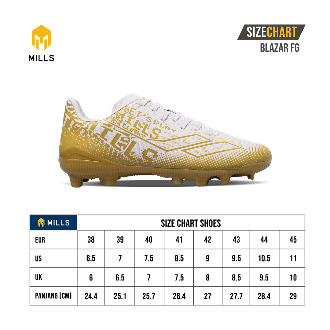 MILLS Sepatu Sepakbola Blazar FG White / Gold 9304503