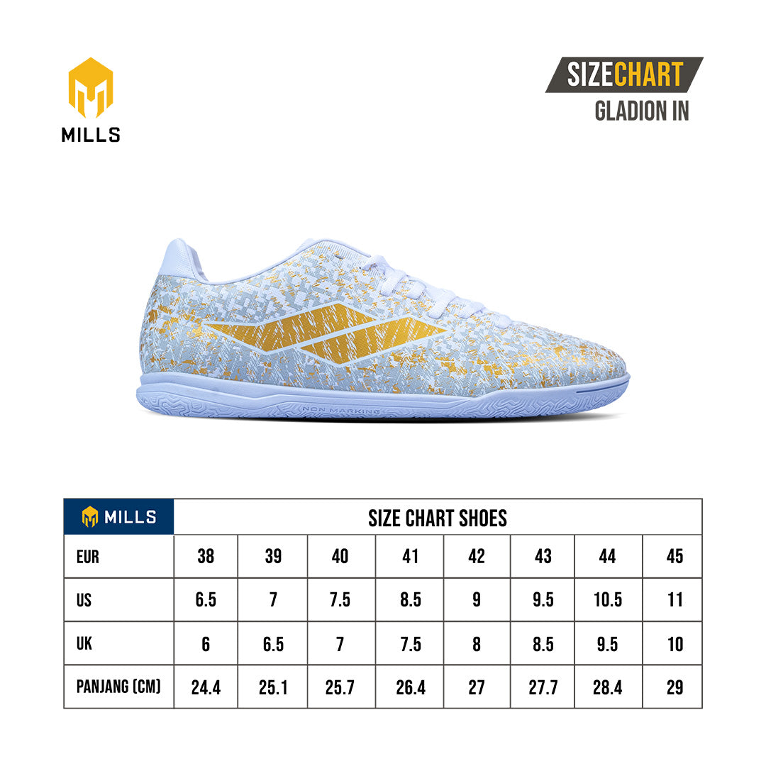 MILLS Sepatu Futsal Gladion IN White / LT Grey / Gold 9403702